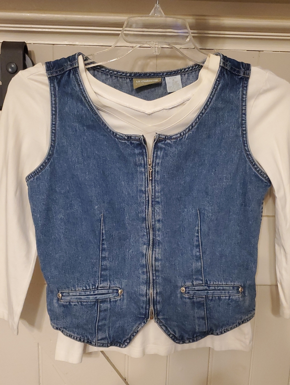 Liz Claiborne Blue Denim Zip-Front Shirt Vest